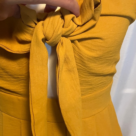 Mustard Tie-Front Midi Dress Shein women's size 6 - Picture 2 of 8
